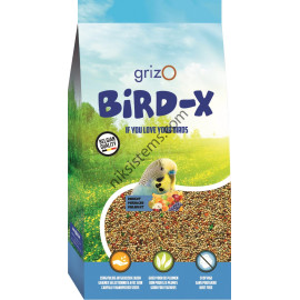 Храна за вълнисти папагали с плодове, бисквита и витамини, 1 кг. - BIRD-X Parakeet / Budgie Mix + Biscuits