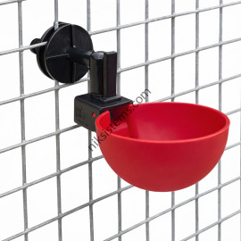 Автоматична Поилка за Птици за Монтаж на Клетка за свързване с Маркуч Ø 9 мм., тип поплавък червена